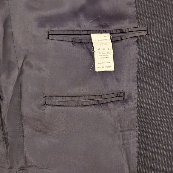Calvin Klein Mens Blazer Blue Pinstripe Wool 2 Button Suit Jacket Sport Coat 40S - Picture 9 of 13